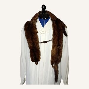 Vintage Mink Fur Stole 3 Whole Body Pelts Neck Wrap Shawl Collar